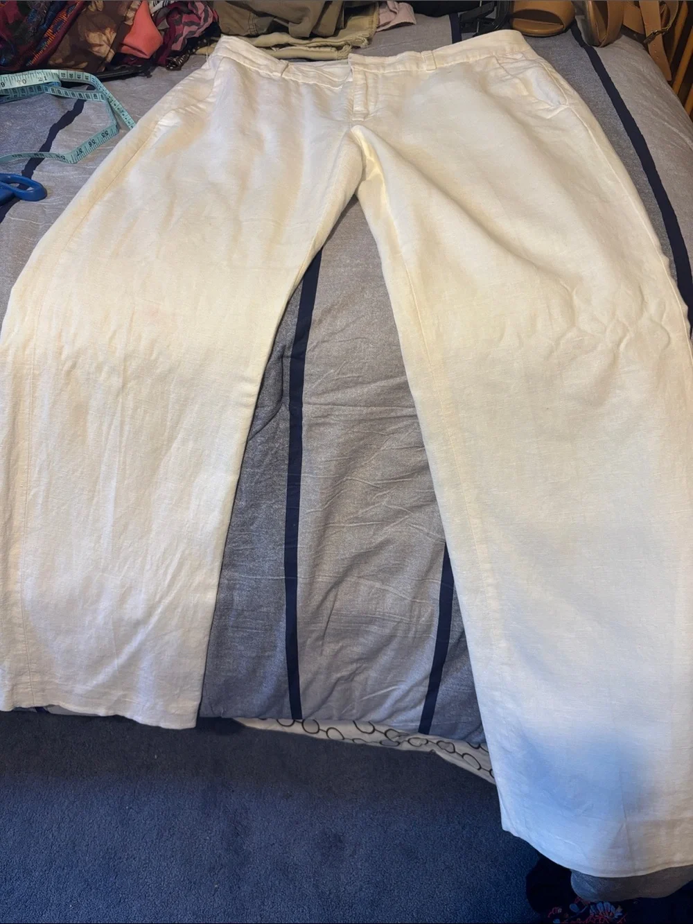 Banana Republic White Martin Fit Linen Trousers with Inner Lining